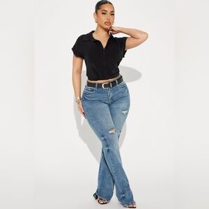 Fashion Nova Mid-Rise Light Blue Flare Jeans